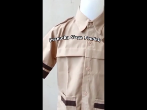 Seragam Nusantara - Baju Pramuka perempuan Siaga SD lengan pendek saku bawah list coklat bahan Oxford/ GS