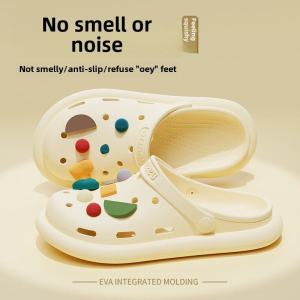 New Platform Womens Hole Shoes Summer Outwear Seaside Beach Non Slip Shit Feeling For Home Eva Slippers Womens Summer