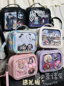 Japanese Style Two-Dimensional Soft Girl Bar Cartoon Backpack Millet Bag Female Preppy Style JK Young Adult PU Student Uniform Messenger Bag