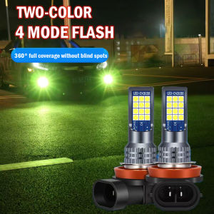 2 Piece 24SMD 3030chip Dual color with Strobe 4 models LED fog lamp H1 H3 LED Bulb H4 H7 H11 H8 Super Bright Car Fog Light DRL 9005 9006 hb3 hb4 880 881 DC12V Driving Day Running Lamp Auto