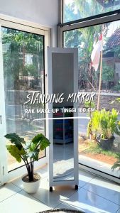 Adapta -Standing Mirror Makeup T.160cm dengan Kaki Roda -Cermin Lemari Make up dengan Laci Minimalis