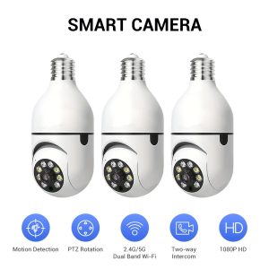 1080P WIFI Dual Lens Bulb Camera Wireless PTZ IP Camera Video Night Vision Two Way Audio Indoor Network