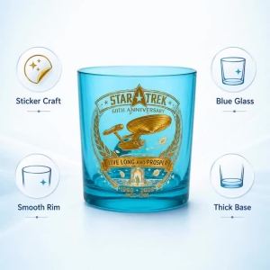 Cốc Thủy Tinh Đựng Rượu Whisky Màu Xanh 300ml Kỷ Niệm 60 Năm Star Trek Với Thiết Kế Nhãn Dán Vàng Dành Cho Người Hâm Mộ Trang Trí Quầy Bar Tại Nhà