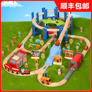 Versatile Wooden Magnetic Electric Train Head Track Car Set Boys Toy Cars Changing Designs Remote Control Inertia Powered