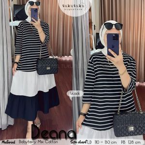 midi dress salur wanita kaos babyterry jumbo fit to XXL terbaru mewah elegan kekinian