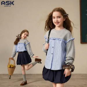Ask Junior | Colorblock Striped Girls Sweatshirt