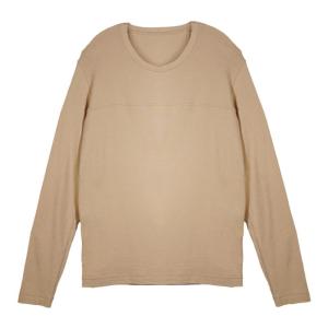 เสื้อยืดคอกลมแขนยาวลายพิมพ์ลายเรียบสีพื้นสำหรับฤดูใบไม้ผลิ 2024 ของ YASAKO สำหรับผู้หญิงวัย 25-29 ปี