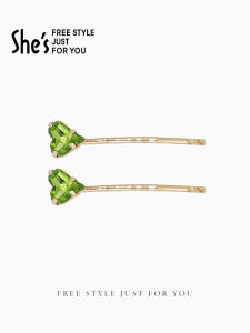 Shes Original Design Crystal Heart Side Hair Clips Fashionable Hair Accessories for Bangs Alloy Embedded Artificial Gem