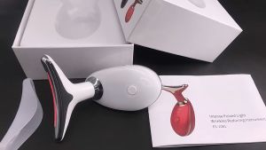 Neck Face Beauty Device 3 Colorful LED Photon Therapy Skin  Reduce Double Chin Anti Wrinkle 7000 Times/Min Care Massager