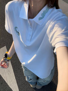 White Heavy Embroidery Short Sleeve T Shirt