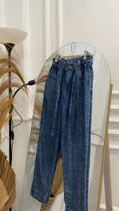 Meltz.id - Celana Baggy Jeans Panjang Snow Tali Wanita Dewasa Pinggang Full Karet