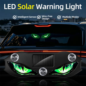KEVANLY | 1PCS Devil’s Eye Shaped Car Window Decorative Light With Suction Cup Dynamic Eyes LED Light Solar Powered Rechargeable Lamp
