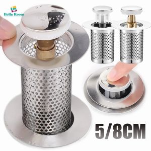Pop-Up Stainless Steel Basin Drain Filter Anti-blocking Bounce Core Bath Plug Bathroom Hair Catcher Bathtub Stopper Sink Strainer