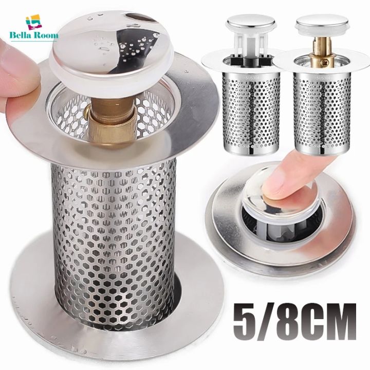 Pop-Up Stainless Steel Basin Drain Filter Anti-blocking Bounce Core ...