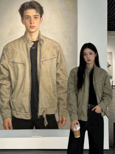 Khaki Short Harrington Jacket Heavy Duty Canvas Workwear