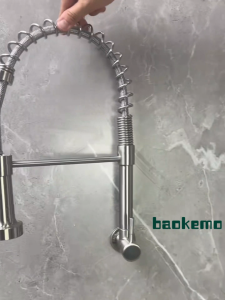 baokemo 304 stainless steel Wall Mounted kitchen faucet spring pull out single cold rotatable vegetable basin sink faucet