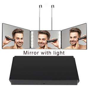 3-Way Mirror with LED 360 Trifold Hair Cut Mirror with Lighting Self Hairdressing Mirror For Hair Suitable For Haircut Styling