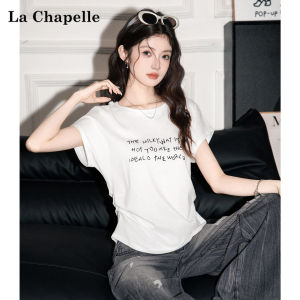 La Chapelle | Áo Thun In Chữ Co Dãn Cổ Tròn Phong Cách Mỹ