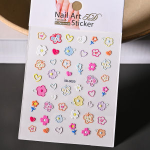 1Pcs 5D Embossed Flower/Butterfly Nail Art Stickers Floral/Letter//Rabbit/Strawberry Self-adhesive Decals Cute Manicure Slider #