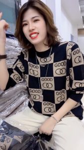 เสื้อสเวตเตอร์ถักคอตั้งแขนยาวแฟชั่นฤดูใบไม้ร่วงและฤดูหนาว สไตล์สตรีท ทรงหลวม ผ้าฝ้ายผสมโพลีเอสเตอร์ สำหรับผู้หญิง