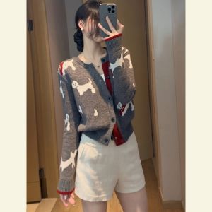 SHANGSHA | Atmospheric Elegance Niche Style Soft Lazy Style Youthful Matching Gray Knitwear