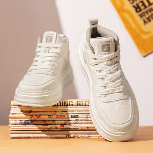 High-Top Mens Shoes Winter Trendy Brand High-End Versatile Casual White Board Shoes Anti-Slip Sports Heightening Genuine Leather Little White Shoes