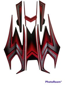 STRIPING RX KING 2004 SE HITAM MERAH SATU SET EMBLEM TIMBUL BONUS STIKER OK DAN GARANSI 3TAHUN TERBAIK