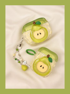 Summer Plaid Green Pear Airpods4 Protective Case Wireless Bluetooth  pro Earphone Shell Soft TPU Second Generation Third Generation Fourth Generation