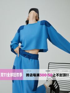 Loose round Neck Long Sleeve Hoodie Womens Blue Spring New Style Big Pocket Half Skirt Two Piece Set Fashionable Casual Outfit
