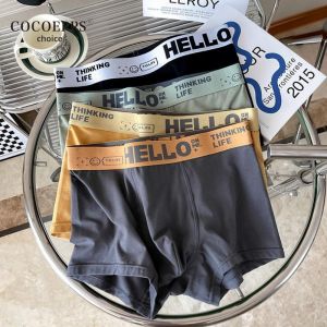 COCOEPPS กางเกงบ็อกเซอร์สีทำฏาการผู้ชายผ้านุ่ม ระบายอากาศ และเป็นอุปกรณ์สำหรับการเป็นมิตรกับผิวสไตล์แฟชั่นยอดนิยม