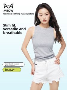 MiiOW | Cat Woman Strap Vest Cotton Round Neck Waist Cinched Summer New Style Womens Design Sensation Outerwear Spicy Girl Print Trend