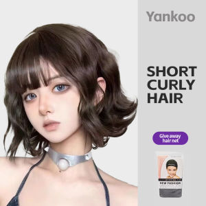 วิกผมบ๊อบทรงผมหยิกสั้นโบฮีเมียนยุ่งวิกผมปลอมผสมผ้าไหมสีบริสุทธิ์ธรรมชาติ