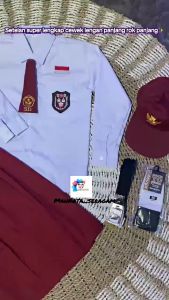 Setelan Seragam Merah Putih Sekolah SD Kelas 1-6 / Seragam Sekolah SD Anak Perempuan Free Topi Kerudung Dasi Sabuk dan Kaos Kaki