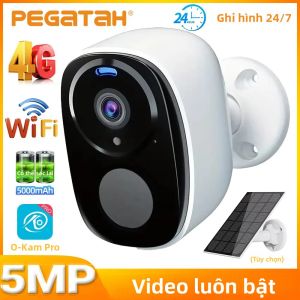 Camera An Ninh Năng Lượng Mặt Trời PEGATAH 5MP 4G Không Dây Ngoài Trời WiFi 2.4G Tích Hợp Cảm Biến Chuyển Động PIR Tầm Nhìn Ban Đêm Màu Sử Dụng Pin Đàm Thoại Hai Chiều
