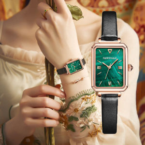 Fashionable Waterproof Quartz Womens Watch Simple Design Luxury Small Green Watch Stainless Steel Band Jewelry Clasp Mark Fairwhale