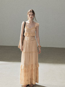 SHAOYEYAN | Ruffled French Style Short Sleeve Graceful Summer Maxi Dress
