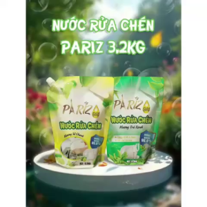 Nước Rửa Chén Pariz 3.2KG | Túi Lớn Đậm Đặc Sạch Dầu Mỡ | Khử Mùi Tanh Kháng Khuẩn 99.9 Dịu Nhẹ Da Tay