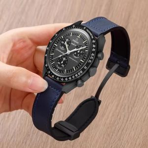 Leather+Silicone Strap For Omega X Swatch Joint MoonSwatch 20mm 22mm Magnetic Band For Xiaomi Watch S4 S3 S2 S1/Huawei GT2 3 4 5