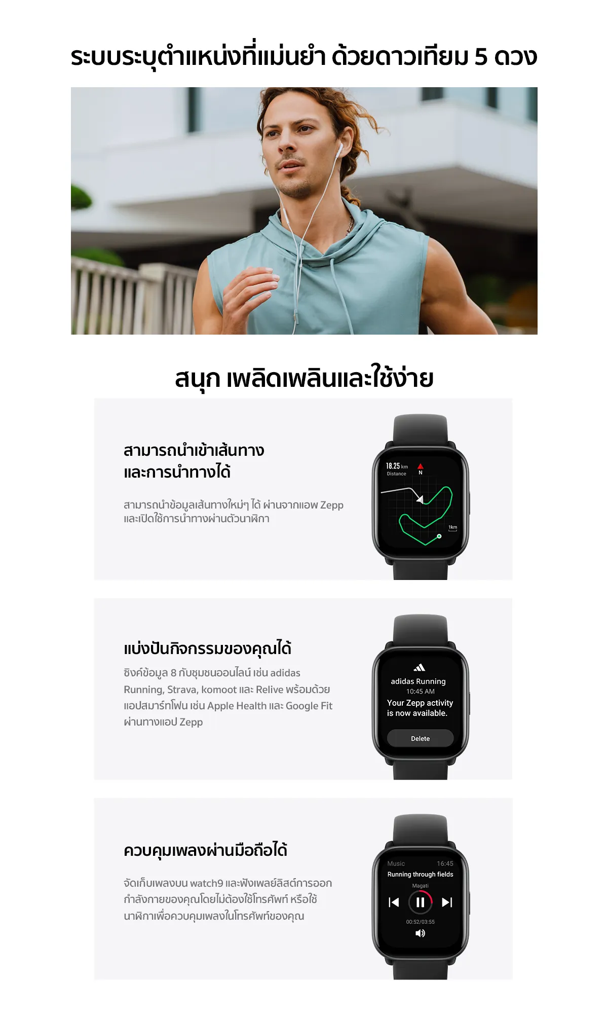 Amazfit Active 42mm Smart Watch มี AI Fitness Coach รองรับ Bluetooth Calling ตรวจวัดสุขภาพ 24ชม. แบตอึด 14 วัน GPS 5 ดวง