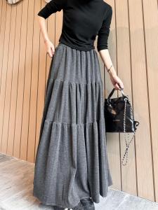 Váy Chữ a Dài Đến Đầu Gối Xếp Ly Cỡ Lớn Cỡ Lớn Mùa Thu Đông Váy Chữ a Cỡ Lớn Váy Xếp Ly Dài Đến Đầu Gối