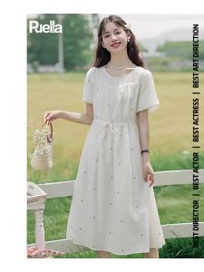 puella | Đầm In Họa Tiết Tay Ngắn Phong Cách Pháp Mới Cho Mùa Hè