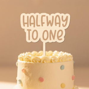 YOMDID Halfway To One Cake Topper Wood Birthday Cake Topper With Halfway To One Design for Baby Shower Cake Decoration Supplies