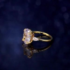 Huitan Simple Oval Cubic Zirconia Wedding Bands Womens Ring Luxury Gold Color Engagement Rings Bright Fashion Jewelry Wholesale