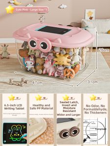 XINGYOU | Storage Box with Drawing Board Transparent Thick Plastic  for Toys and Clothes
