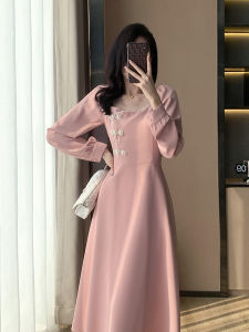 Elegant Sweet First Love Girl Slimming Long Dress Vintage Design Autumn New Style Wedding Ceremony Dress Soft Chiffon Skirt