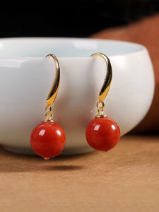 S925 Silver Vermilion Earrings Womens Style New Chinese Design Birthday Gift  out Fashion Jewelry Earring Pair