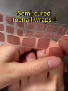 Toe Gel Nail Sticker Hardens with UV Lamp Curing Gel Stickers Waterproof Korean Full Cover Waterproof Polish Wraps Foot Strips