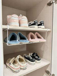 Home Use Expandable Hanging Layered Shoe Rack Space under Hanging Entrance Slipper Special Storage Shelf No Installation Required