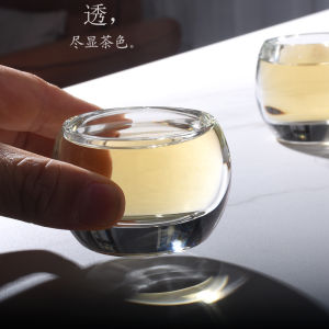 Thickened White Crystal Owner Cup Heat Resistant Insulation Anti Fall Transparent Pure Color Drinking Cup Gongfu Tea Cup Home Use Single Cup
