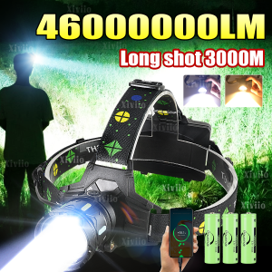 Ultra Powerful LED Headlamp 460000000LM Super Bright Rechargeable Headlight Long Range 3000M Head Flashlight Fishing Head Torch